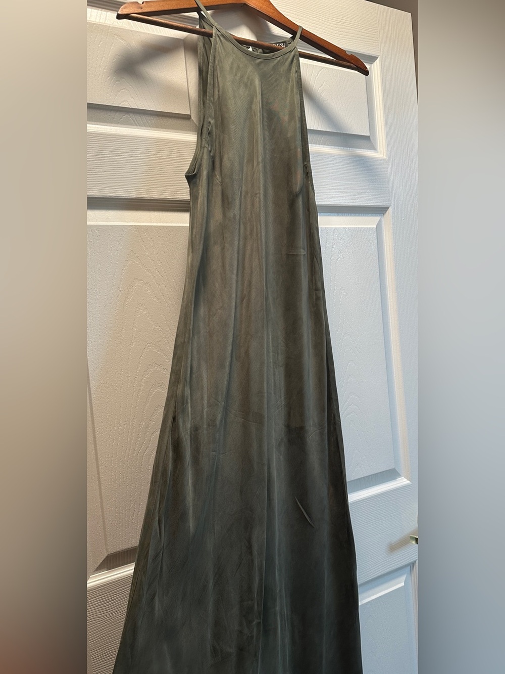 J. Crew Amber Halter Slip Dress Cupro Blend Olive Green 14